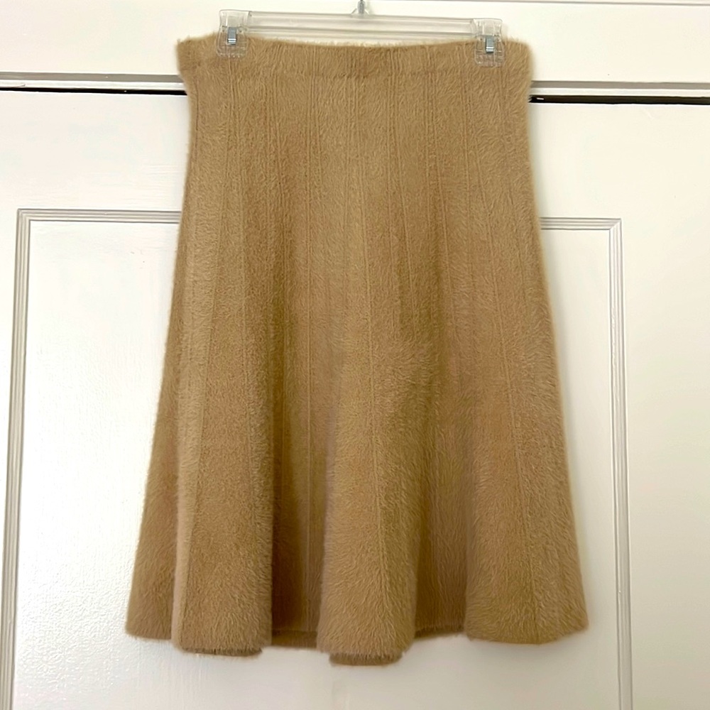 Cashmere-Like Beige A-Line Flowy Pencil Skirt